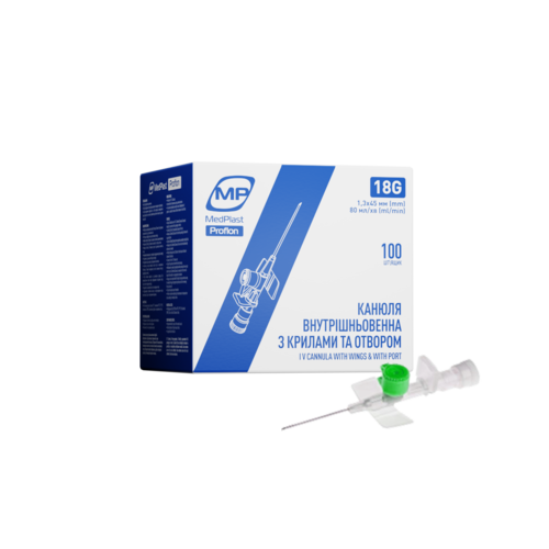 Канюля внутрішньовенна MP MedPlast Proflon 18G 1,3х45мм